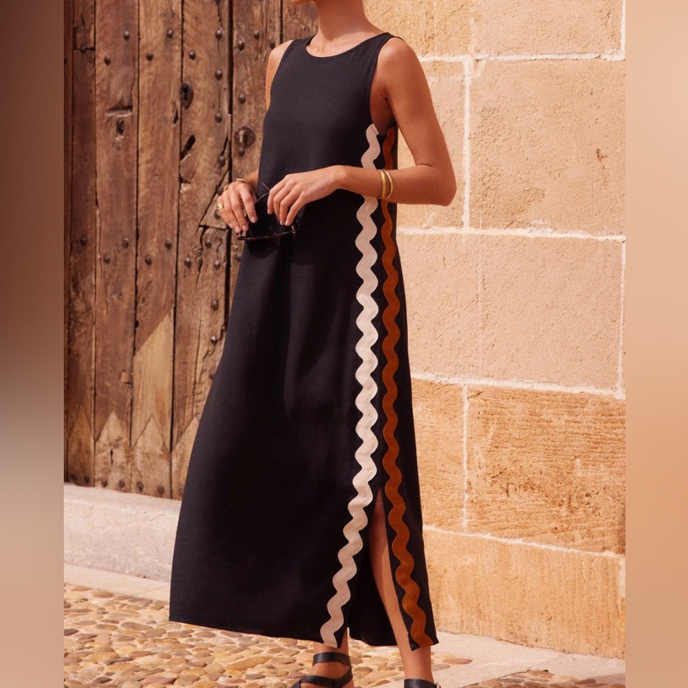 MISTER ZIMI Margot Ric Rac Dress in Washed Black US size 4
